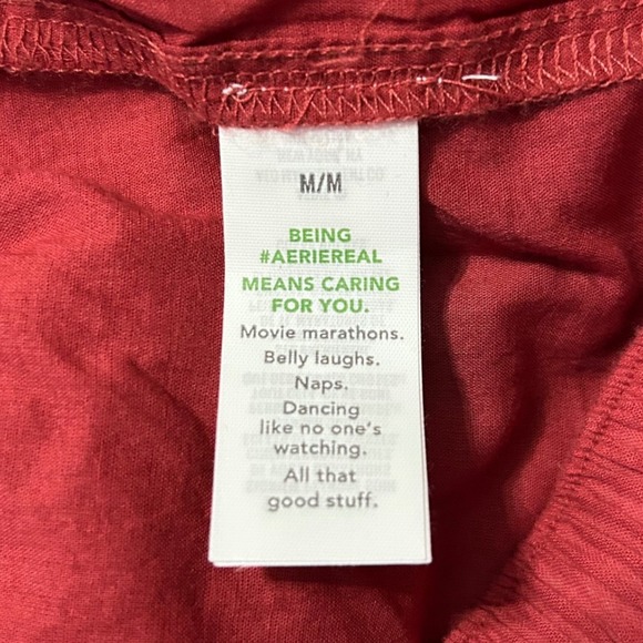 Aerie Red Tiered Ruffle Mini Skirt Elastic Waist Medium Lightweight 100% Cotton - Picture 6 of 8